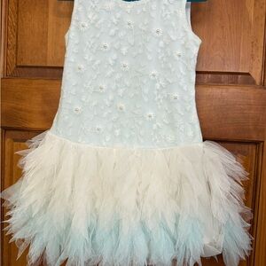 Biscotti Fit and Flare Sleeveless White and Blue Dress